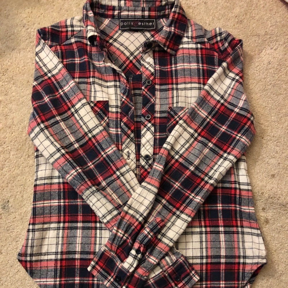 Pink/blue/cream plaid shirt